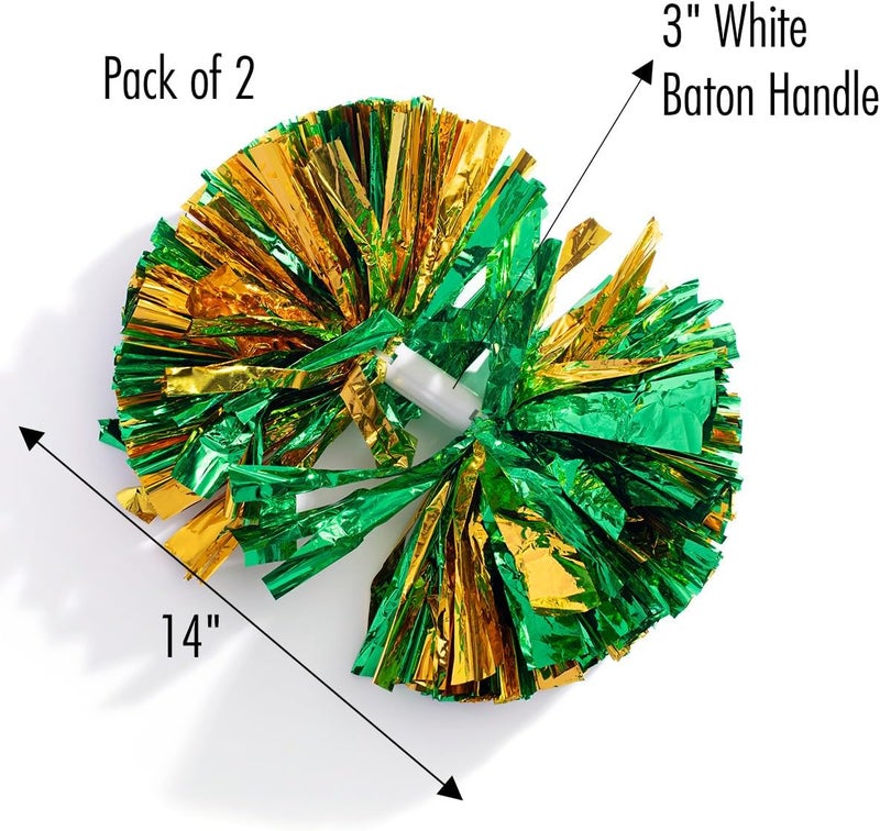Anderson's Metallic Green & Gold Foil Baton School Spirit Shakers, Cheerleader Pom Poms, Football, Basketball, Homecoming Squad, Team, Party, Dance, Club, Performance, Fan Celebration Pack of 2 - Image 3